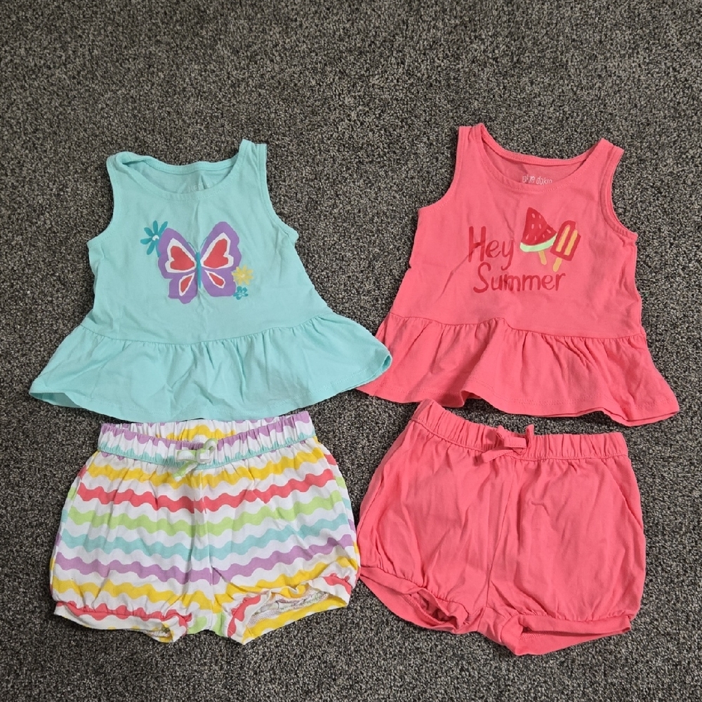 2 SUMMER TANKS WITH SHORTS 12 MOMTHS